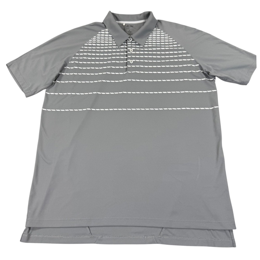 Adidas Golf Climacool Polo Shirt Mens XL Gray White Striped Performance 938007
